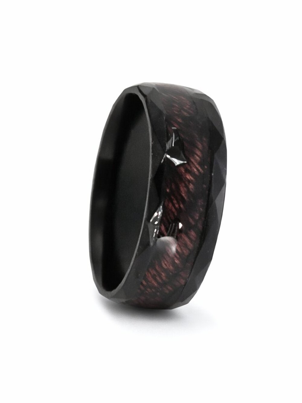 Size 11 Brown Wood Grain Black 8mm Stainless Steel Wedding Band